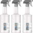 MR.SIGA 24 oz Empty Plastic Spray Bottles for Cleaning Solutions, Heavy Duty Household Reusable Spray Bottles with Measurements and Adjustable Leak Proof Nozzle, 3 Pack