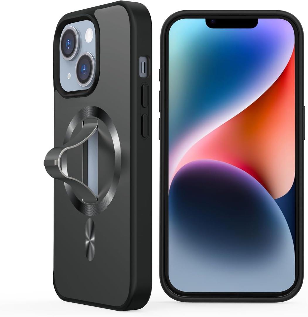 AUROX for iPhone 14 Case with Invisible Stand [Compatible with MagSafe] Military-Grade Protection, Shockproof Slim Magnetic 14 Case for Men Women Magnetic Phone Case Cover, Black