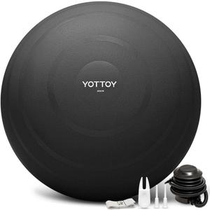 YOTTOY Anti-Burst Exercise Ball for Working Out, Yoga & Pregnancy, Extra Thick Workout Ball for Physical Therapy & Fitness (30IN/68-75cm, black)
