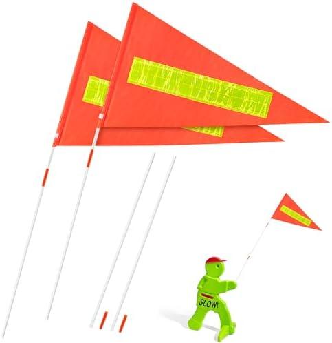 Replacement Reflective Safety Flags Large Size 2 Packs Compatible with Step2 Kid Alert Slow Down Signs for Neighborhoods Weatherproof Warning Flag Kids at Play Signs for Street