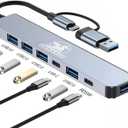 MERAXES 7-in-1 USB-C & USB Hub, Aluminum Multiport Adapter with USB-C, USB 3.0 & USB 2.0 Ports, Multi USB Docking Station for MacBook Pro/Air, iPad, Laptops & PCs