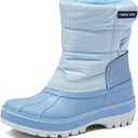 Lands' End Waterproof Kids Snow Boots - Insulated Warm Fleece Lined Winter Boots for Toddlers, Girls & Boys Size 5-10 Toddler or 11-7 Little or Big Kid (Light Blue)