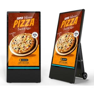 SIOXCFZ 43 inch Rechargeable Portable Outdoor Digital Signage Displays, 2K FHD, IP65 Waterproof, Smart LCD Split Screen, Brightness Auto-Adjustment Movable Advertising Kiosk with Android OS