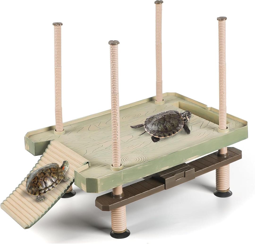 Pawfly Turtle Basking Dock with Ramp, Floating Reptile Platform for Aquatic Turtles in 30 Gallon Aquarium Tanks or Larger