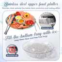 Baderke 4 Sets 11.8" Chilled Serving Tray for Parties Round Iced Platter with Ice Underneath Stainless Steel Clip Fruit Fork Shrimp Cocktail Serving Dish for Oysters Crawfish Fruits (Original)