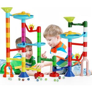 Marble Run, 110pcs Marble Maze Game Construction Building Toys for Kids, Marble Track Race Set STEM Learning Toys Gift for Boys Girls 3 4 5 6 7 8 9 10+, 8105