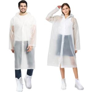 2 Sets Rain Shoes Cover and Rain Ponchos, Waterproof Shoe Covers Reusable Raincoats for Outdoor Activities (US, Alpha, 3X-Large, Regular, Long, White)