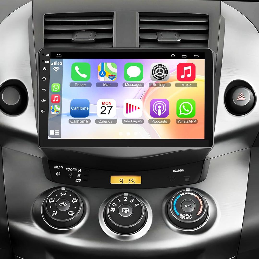 4G+64G Car Radio Stereo for Toyota RAV4 2007-2012, Wireless Carplay&Android Auto with Android 13 Support Bluetooth/Voice Control/GPS/WiFi/Back-up Camera/SWC/FM, 9 Inch IPS Touch Screen for Toyota RAV4