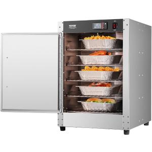 VEVOR Hot Box Food Warmer, 5-Tier Concession Warmer with Water Tray, 5 Pans, Single-Door and Adjustable Shelves, Stainless Steel Food Warmer Cabinet, Ideal for Storing Pizza, Chicken, Restaurant