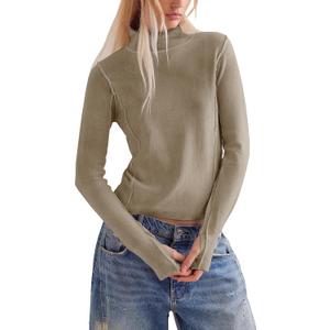 Womens Pullover Shirts Casual Basic Layering Top Fall (S)