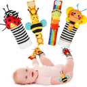 Infinno Baby Wrist Rattle Socks and Foot Finder Set, Perfect Baby Toys for 0-12 Months Newborn Boys and Girls As Infant Gifts, Garden Bug Series
