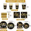 2 x 179Pcs Prom Decorations 2026 Prom Plates and Napkins 2026 Prom Send Off Decorations 2026 Black and Gold Prom Party Decorations with Prom Night Banner for Home