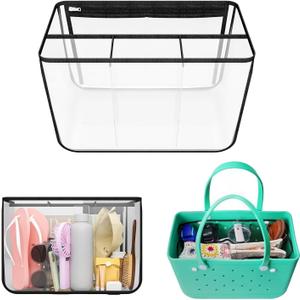 LBF Clear Beach Bag Compatible with Bogg Bag Accessories XL PVC Organizing Your Bags and Divide Space (Black)