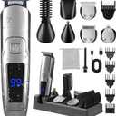 Beard Trimmer for Men, 20 Length Settings, 14-in-1 Cordless Grooming Kit, Waterproof Electric Razor for Men, Hair Trimmer, Nose Hair Trimmer, Cordless Hair Clippers with Travel Bag for Blade Storage (Silver)