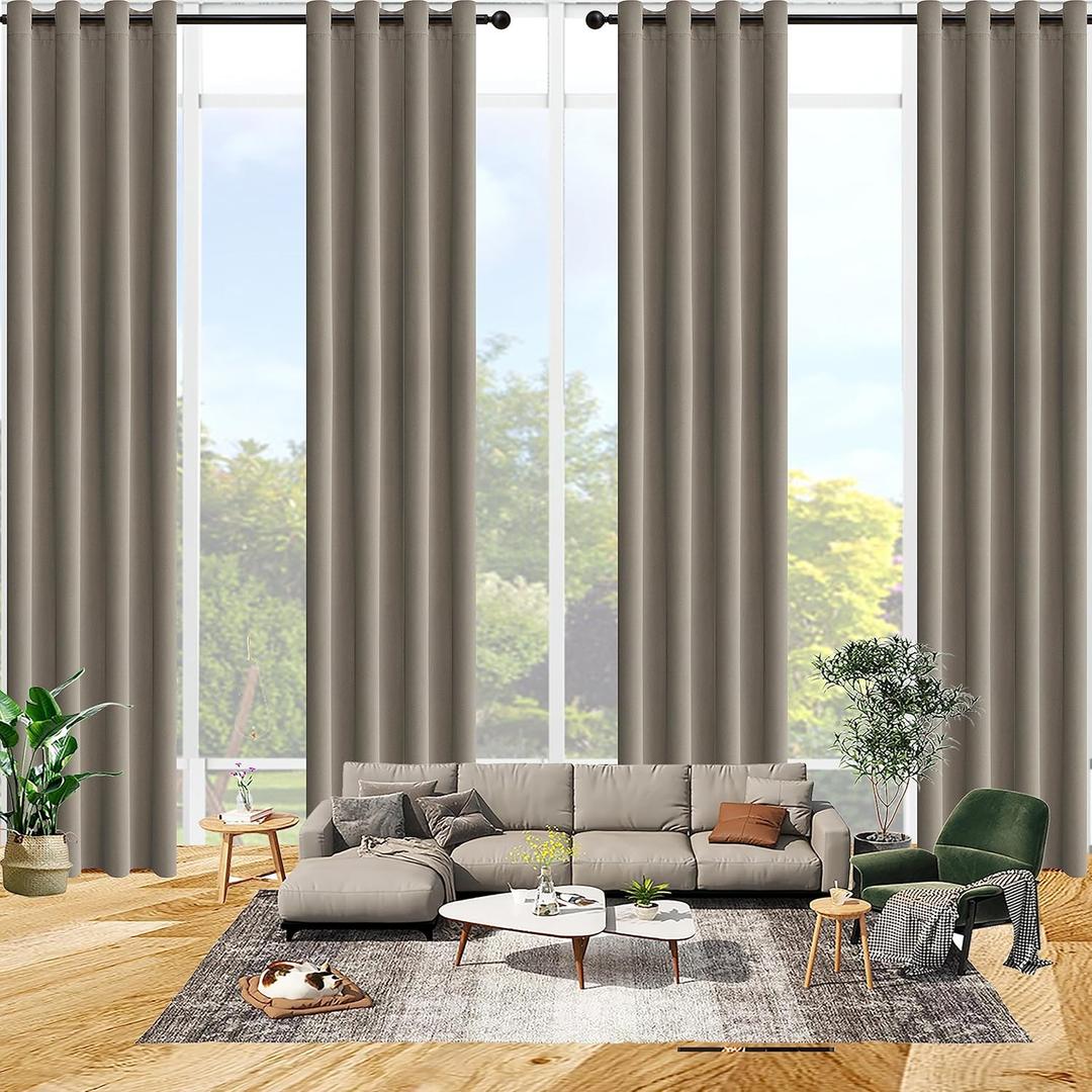 Qiseca Extra Long Curtains High Ceiling Drapes 18Ft for Living Room, Tall Windows Custom Made 2 Story Curtains for High Living Room Bedroom Loft Theater W52xL216 Inches Long 1 Panel, Grey
