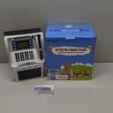 Fishboy ATM Piggy Bank for Kids with Power-Off Memory and Debit Card for Real Money, Onekey Shutdown, Coin Recognition, Target Setting, Bill Feeder, Balance Calculator, Savings Machine Box (Silver/Black)