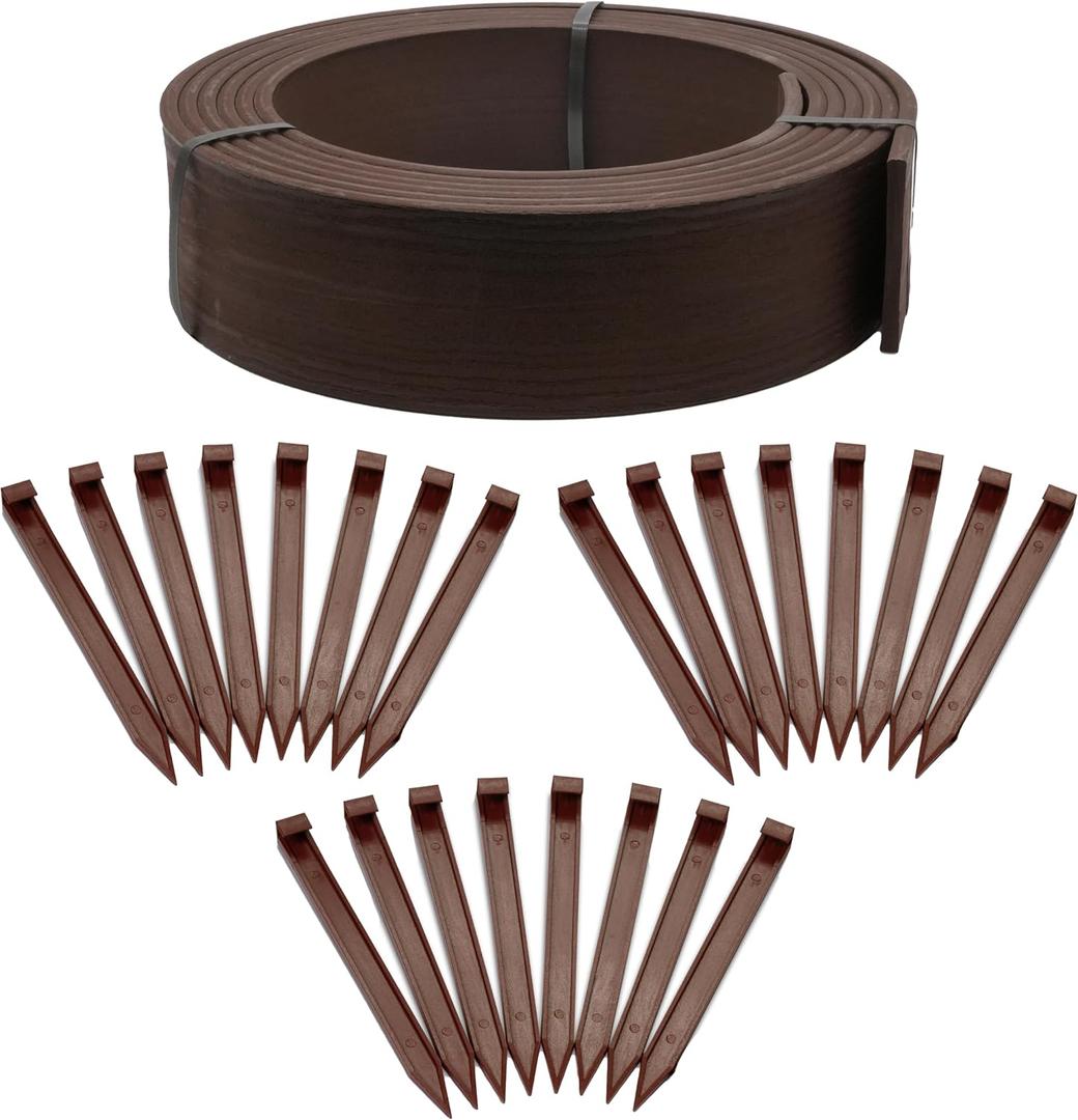 EasyFlex 4-Inch Composite Landscape Edging Kit, 40-Foot, Brown