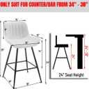 White Bar Stools Set of 2, 24 Inch Barstool with Fabric Upholstery, Large (Missing Leg, parts only)