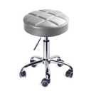 Leopard Round Rolling Stools, Adjustable Work Medical Stool with Wheels (Light Grey)