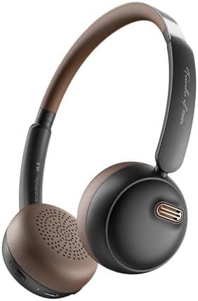 FINGERTIME Retro Headphones, Old School Style, Hybrid Active Noise Cancelling, On-Ear Design with Bluetooth V5.4, Up to 60 Hours of Playtime, Built-in Microphone for Seamless Calls (Black)
