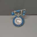 QIFU Vintage Blue Telepehone Shaped Enameled Trinket Box, Elegant Jewelry Box to Show Your Jewelry in style, Unique Gift for Your Family (T3 Silver-Blue)