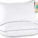 JOLLYVOGUE Firm Pillows Queen Size Set of 2, Supportive Bed Pillows with Oeko-Tex Certified Down Alternative Fill, Luxury Hotel Quality for Back, Stomach and Side Sleepers