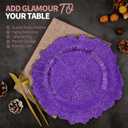 24 Pcs Purple Charger Plates Bulk 13 Inch Plastic Charger Plates for Dinner Plate, Purple Chargers for Table Setting, Reef Design Plate Floral Decorative Round Chargers for Wedding Party Event