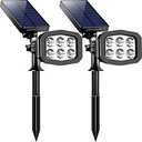 URPOWER Solar Lights Outdoor 2-in-1 Waterproof Solar Spotlight Auto On/Off Wall Lights Pathway Lights Landscape Lighting for Yard Garden Pool - Cool White (2 Pack)