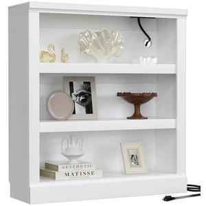 Unikito 3-Tier Bookshelf with 2 Outlets, 3 USB Ports and Adjustable Shelf
Wood Storage Bookcase, Sturdy 3-Shelf Decorative Display Rack, Versatile for Home Office, Living Room and Bedroom, White