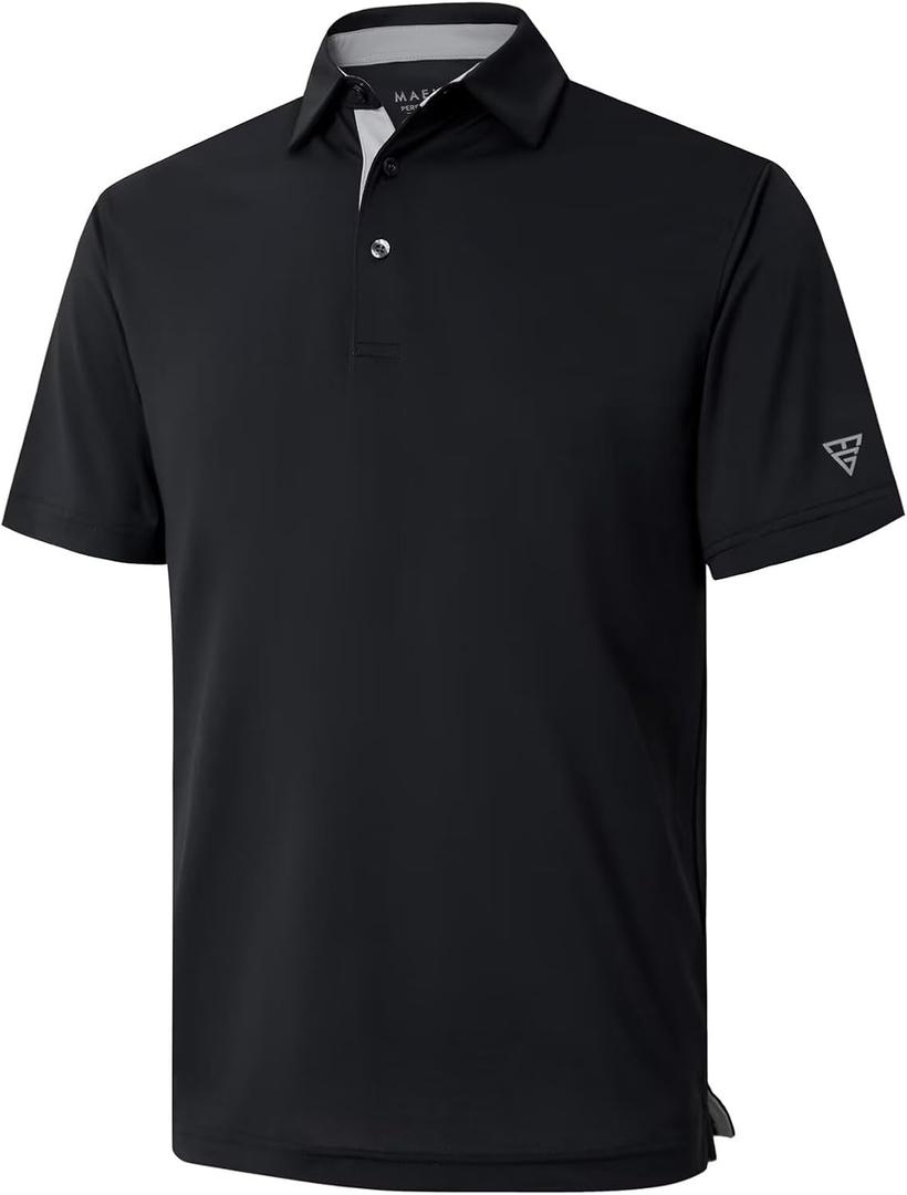 Mens Golf Shirt Short and Long Sleeve Moisture Wicking Dry Fit Performance Solid Casual Pique Golf Polo Shirts for Men (XXL)