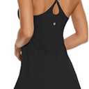 Womens Tennis Dress, 2-in-1 Golf Workout Dress with Built-in Bra & Shorts Pockets, Athletic Dresses with Adjustable Strap, Black, Size M