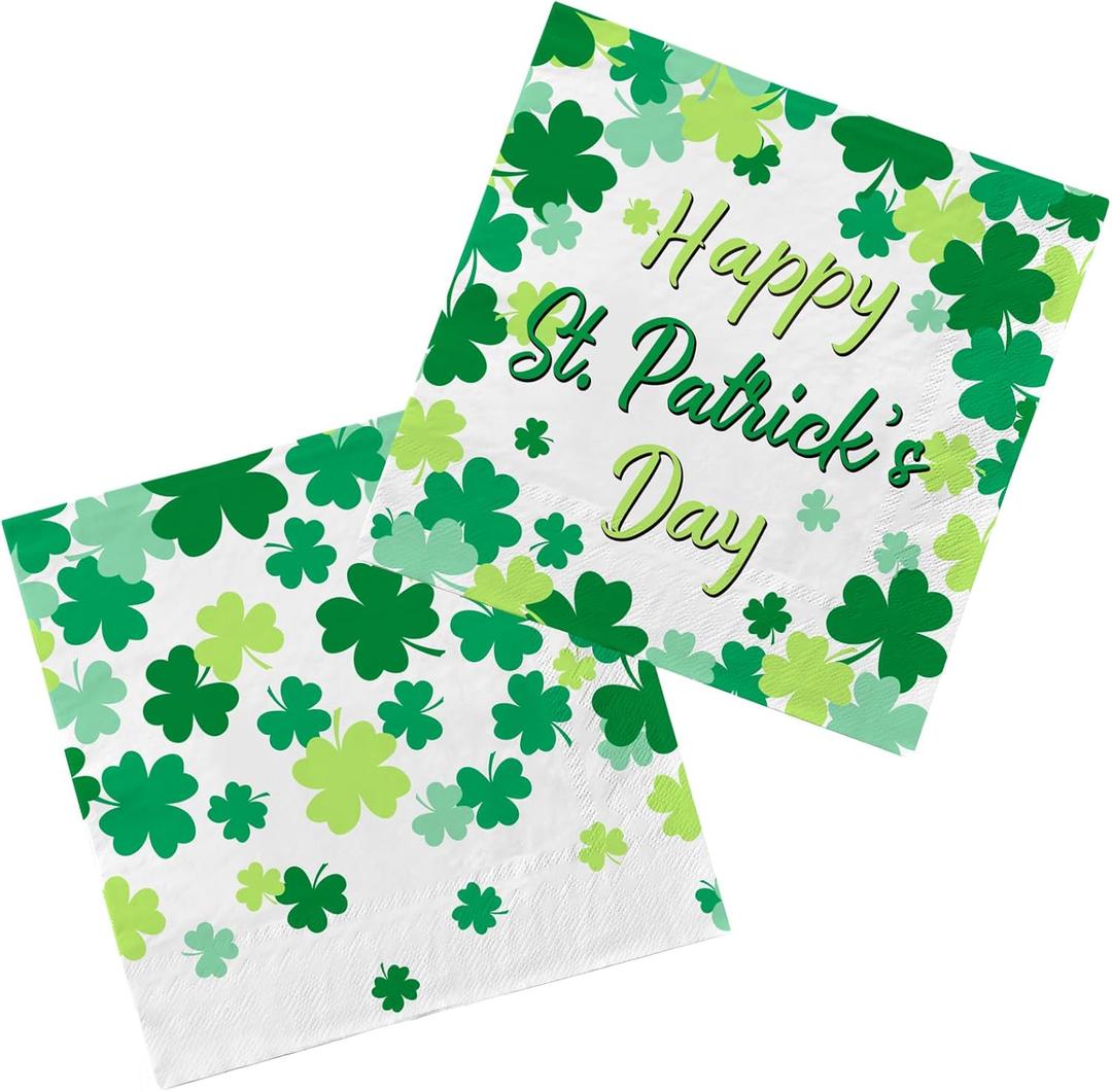 50-Piece St. Patrick's Day Party Supplies Kit Irish Themed Set Lucky Shamrock Napkins Accessories for Irish St. Patrick's Party Dco