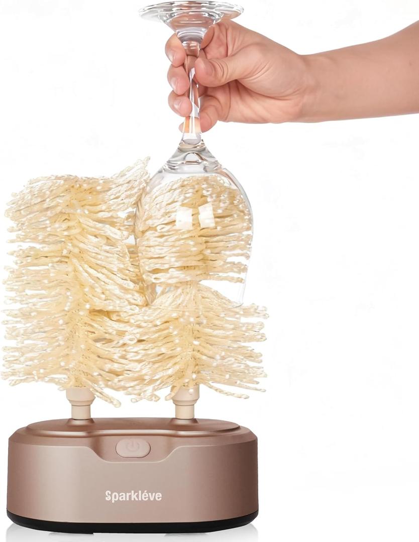 Home Glassware Polisher, World's First Affordable Spinning Glass Polisher, 600 RPM Dries and Polishes, All Glasses, Wine, Bar, Drinking, For Sparkling Glassware, Champagne, Premium Painted