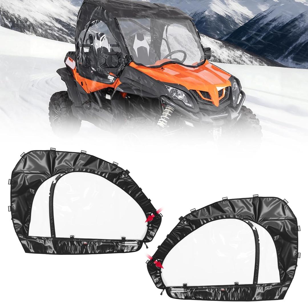KEMIMOTO Upgraded Soft Doors UTV Cab Enclosure Compatible with ZForce 800 EX/Trail (2019-2022) and 1000 2018 2019 Cab Enclosure Upper Doors with Soft Side Doors, Fits Windshields and Side Mirrors