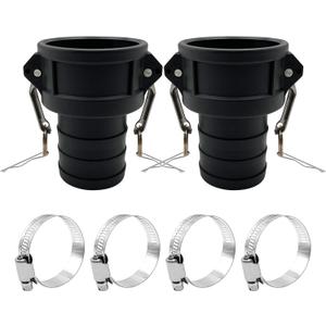 2PCS Camlock Fittings Poly Plastic C-300 3" Type C Standard Couplings Cam lock Fittings Polypropylene Cam Groove Fitting Female Camlock with a Hose Shank with 4 PCS Hose Clamps