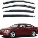 4pcs Smoke Tint with Chrome Trim Outside Mount Tape On/Clip On Style PVC Sun Rain Guard Vent Window Visors Compatible with 08-12 Accord 4-Door Sedan