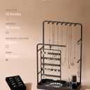 Lolalet Jewelry Organizer Stand, No Assembly Needed Display Storage with Rotating Earring Holder and Velvet Ring Tray for Necklace Bracelet Studs,Christmas Gifts Room Dorm Decor for Teen Girls -Black