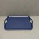Reston Lloyd Calypso Basics Melamine Serving Ottoman Tray with Handles, Rectangular, Lemon, Lightweight, Durable, Multi-Purpose Use, Indoor, Outdoor, Camping, Server, Indigo (18.8" x 11.5" x 0.8")