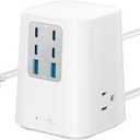 Anker Desktop Charger, Power Strip with 300J Surge Protector, 5ft Flat Plug Extension Cord with Multiple Devices, 100W USB C Charger with 3 AC, 2 USB A, 4 USB C, Home Office, Desk Accessories