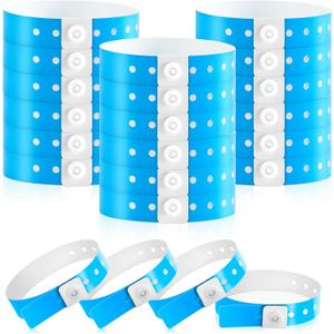 Henoyso 300 Pcs Plastic Wristbands for Events Vinyl Wristband Plastic Bracelet for Events Arm Band Identification for Concerts Carnivals (Blue)