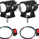 2PCS Motorcycle LED Driving Fog Lights, Super Bright White/Amber Motor Auxiliary LED Spotlights with 2 Switch, Waterproof Aux Motorcycle Headlight for Car Truck ATV Tractor (8-80v)