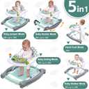 Foldable Baby 5-in-1 Activity Walker - Rocker, Activity Center, Bouncer, Seat Walker, Push Walker - Adjustable Speed Rear Wheels and Height Toys Ages 6-18 Months (Mint Green)