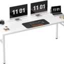 Need Folding Computer Desk, Large 62 inches Folding Table for Home Office, No Install Needed Foldable Writing Table Long Desk, Space-Saving, White