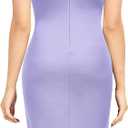 Knitee Women's Off Shoulder V-Neck Ruffle Pleat Waist Bodycon Evening Cocktail Slit Formal Dress (Light Purple)