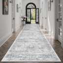 Soalmost Runner Rug 3x10 Washable Non-Slip Hallway Runner Rugs for Kitchen Bathroom Laundry Room Grey Vintage Floor Carpet Runners for Hallways Entryway