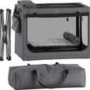 Noah & Paw Collapsible Dog Crate 36 Inches, XL Dog Crate for XL, Large Medium Breed, Travel Kennel for Car, Includes Pet Mat for Pet Cage, 2 Storage Pockets, Handbag, 10mm Locking Zippers 36*25*23 (Grey)