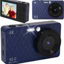 32GB Digital Camera,FHD Kids Camera,48 MP Compact Camera for Kids with 16X Zoom Anti Shake,Auto Focus, Video Recording Function,Mini Camera Suitable for Boys Girls Teenagers Gift (Blue)