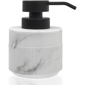 12.5oz Resin Soap Dispenser for Bathroom Countertop, Refillable Hand Soap Lotion Dispenser with Rust Proof Pump for Kitchen Countertop, Easy-to-Press, Marble White