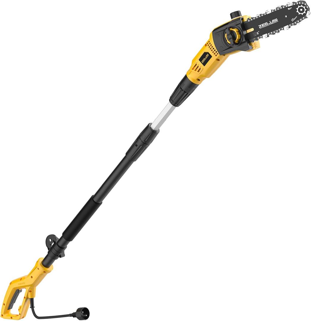 ZEGJAW Pole Saw Corded, 6 Amp 8 Inch Pole Saws for Tree Trimming, Electric Pole Saw with 13 Feet Height Reach, Tool-free Installation