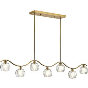 Soilsiu Modern Crystal Chandeliers for Dining Room, Island Light Fixture Over Table,7-Light Height Adjustable Hanging Pendant Light Fixtures for Kitchen, Living Room, Bedroom, L47''